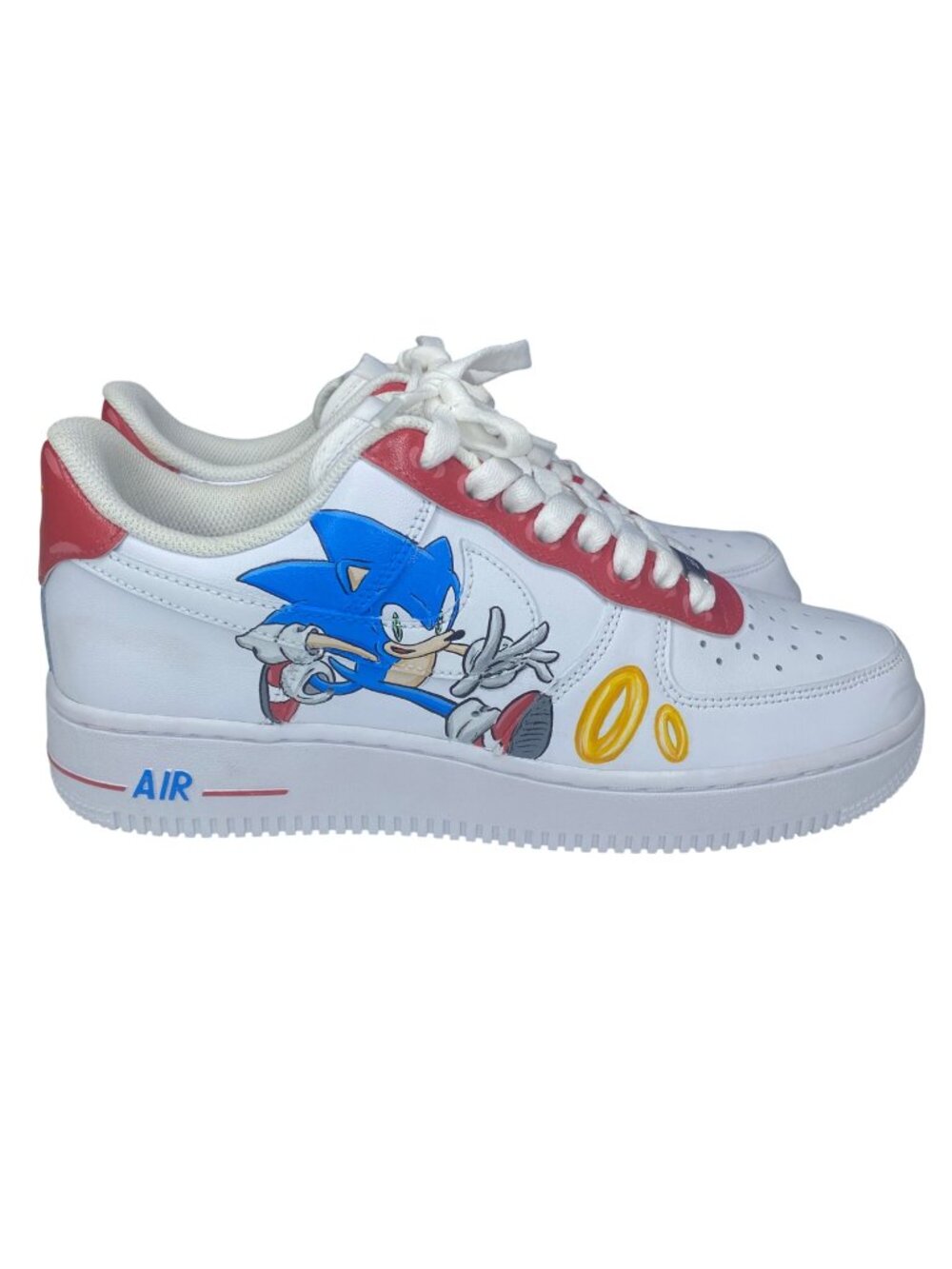 Nike Air Force 1  White leather Hand paint Sonic the Hedgehog Men's sz8